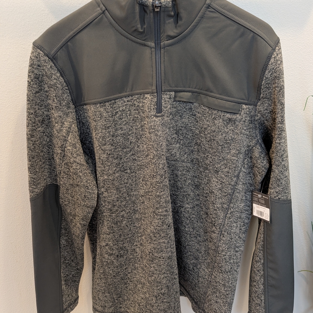 *Eddie Bauer Mens M Charcoal Quarter-Zip Pullover*